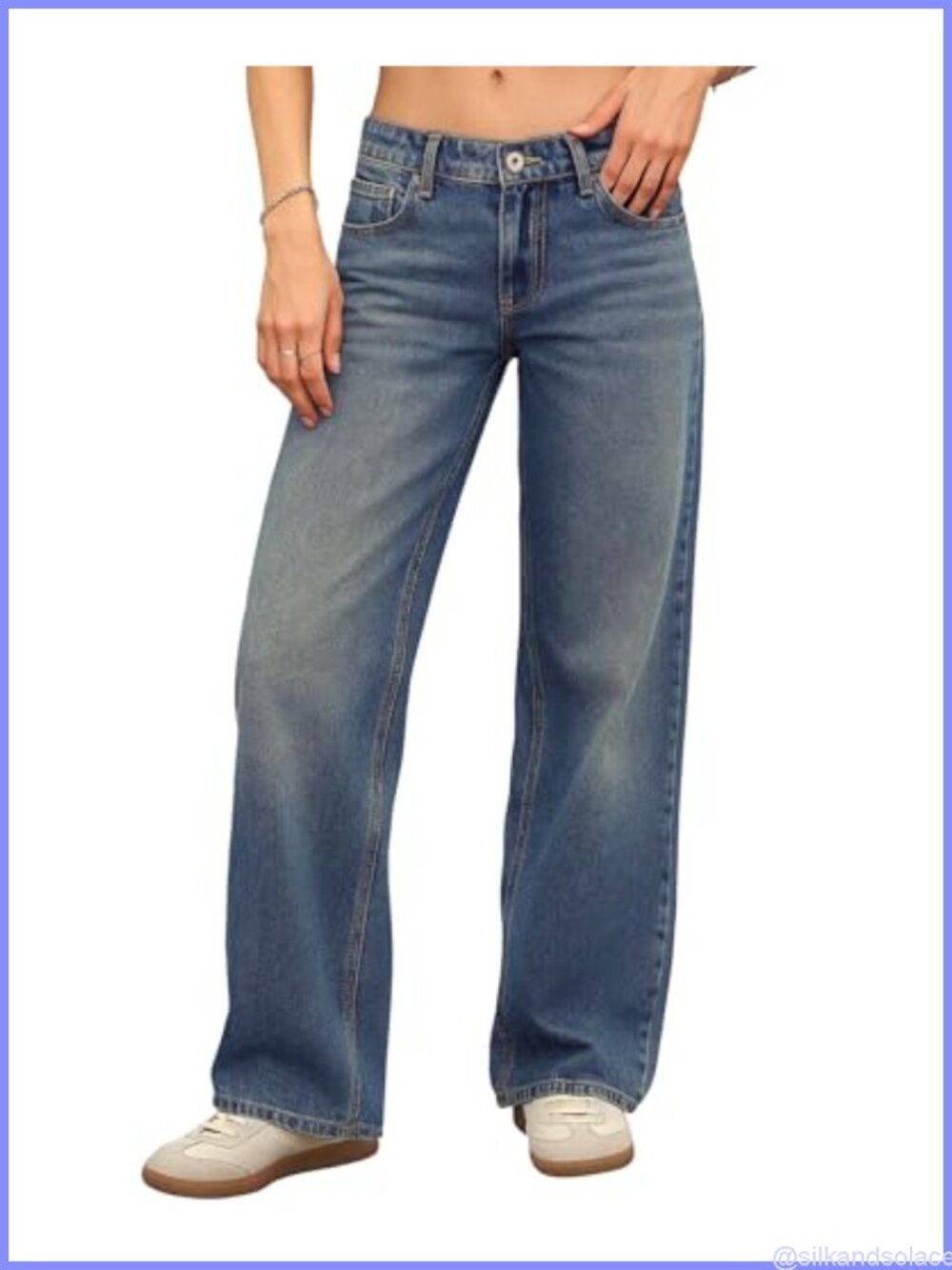 Women's Low Rise Baggy Stretchy Straight Leg Denim Jeans